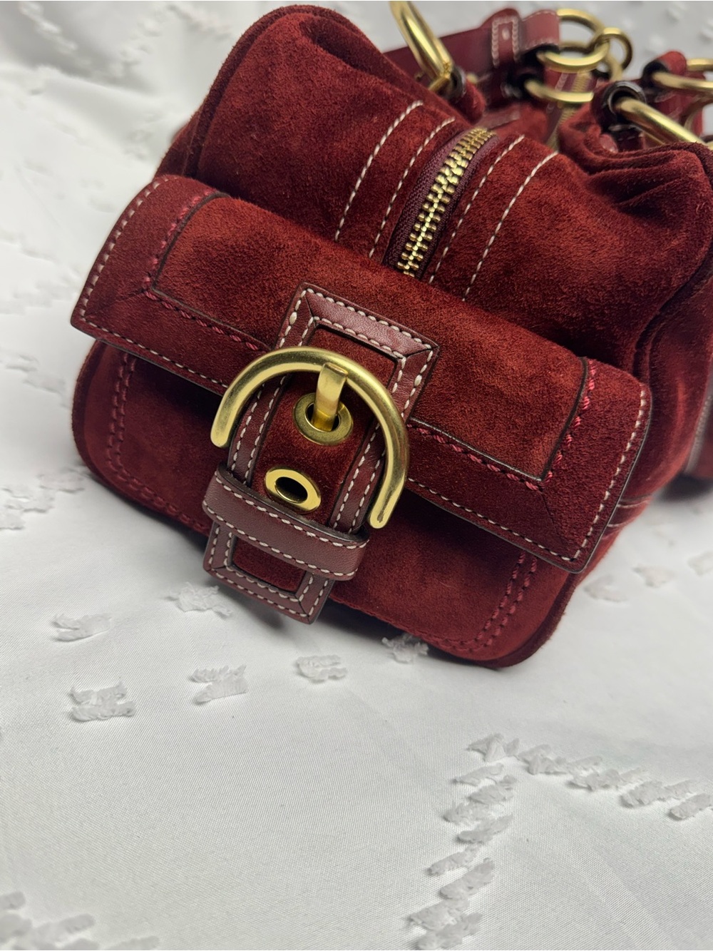 Vintage Y2K Coach Soho Mia Suede Satchel In Rich Burg… - Gem
